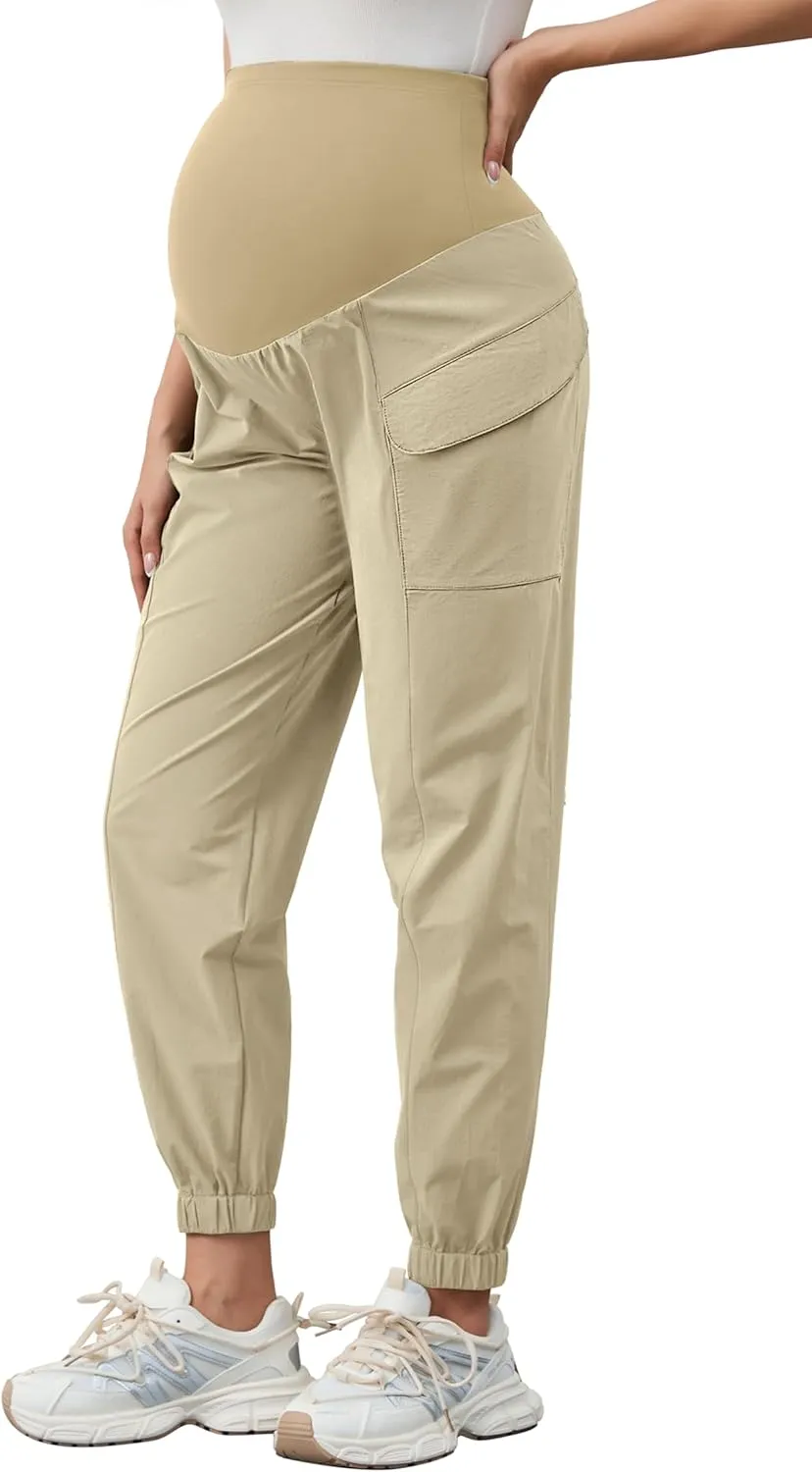 PACBREEZE Women's Maternity Cargo Joggers Quick-Dry Hiking Pants Active Outdoor Casual Pregnancy Sweatpants