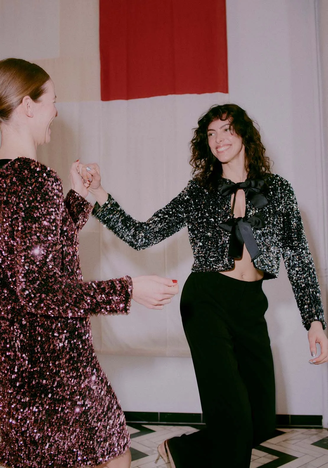 Paillet Bow Jacket - Silver Sequin Mix