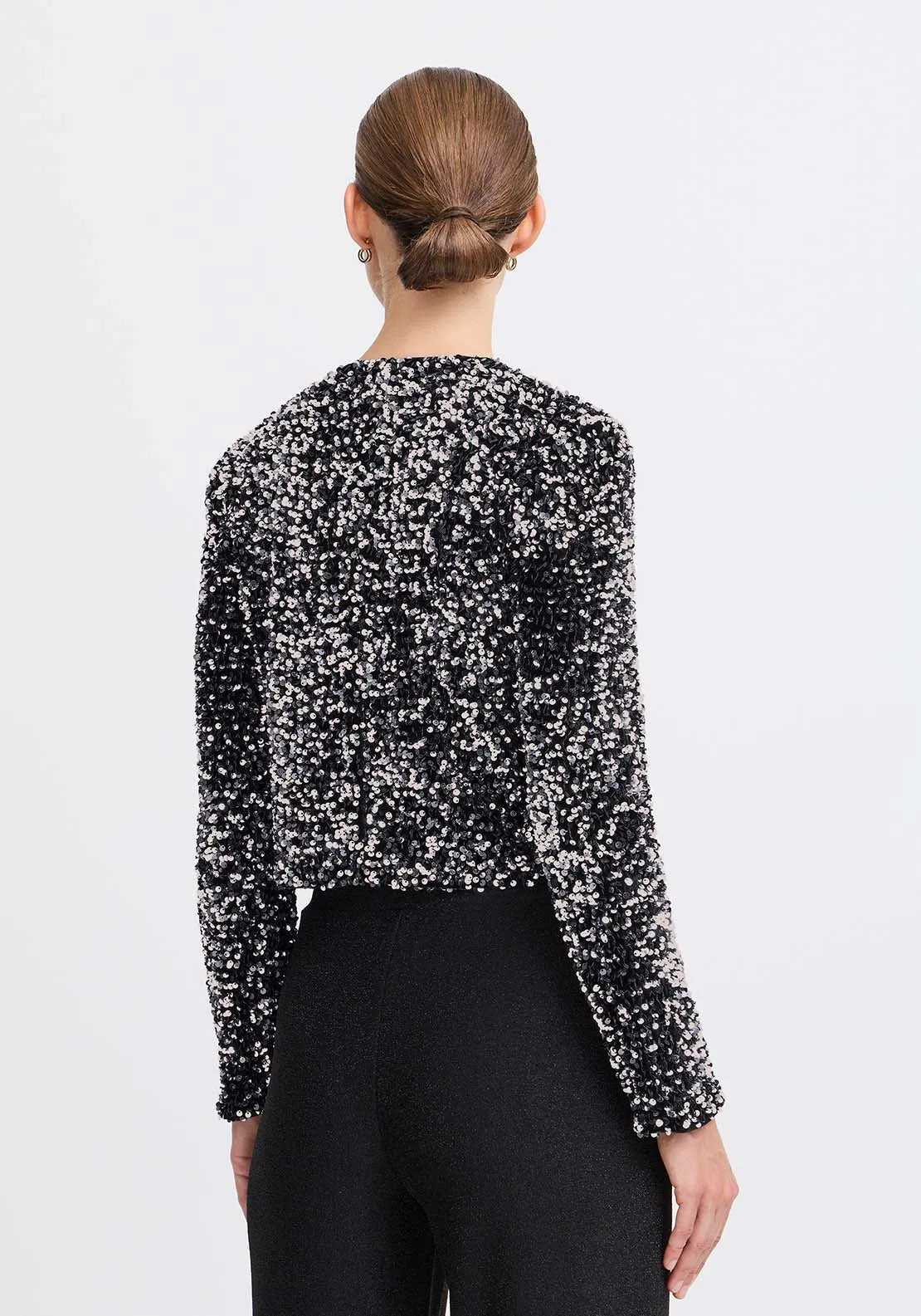 Paillet Bow Jacket - Silver Sequin Mix