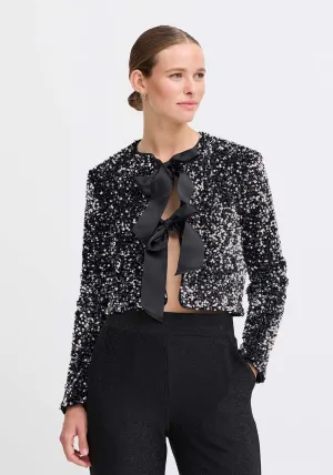 Paillet Bow Jacket - Silver Sequin Mix