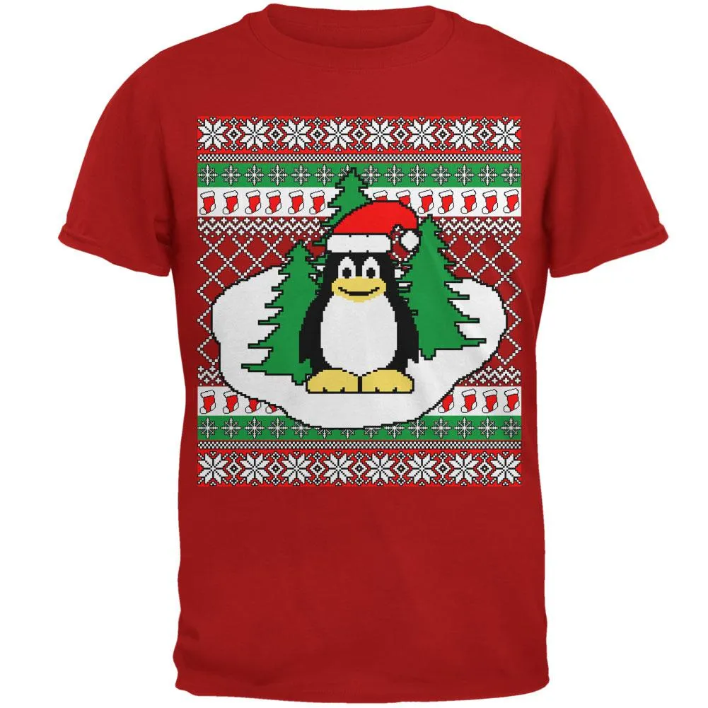 Penguin on Ice Ugly Christmas Sweater Mens Soft T Shirt