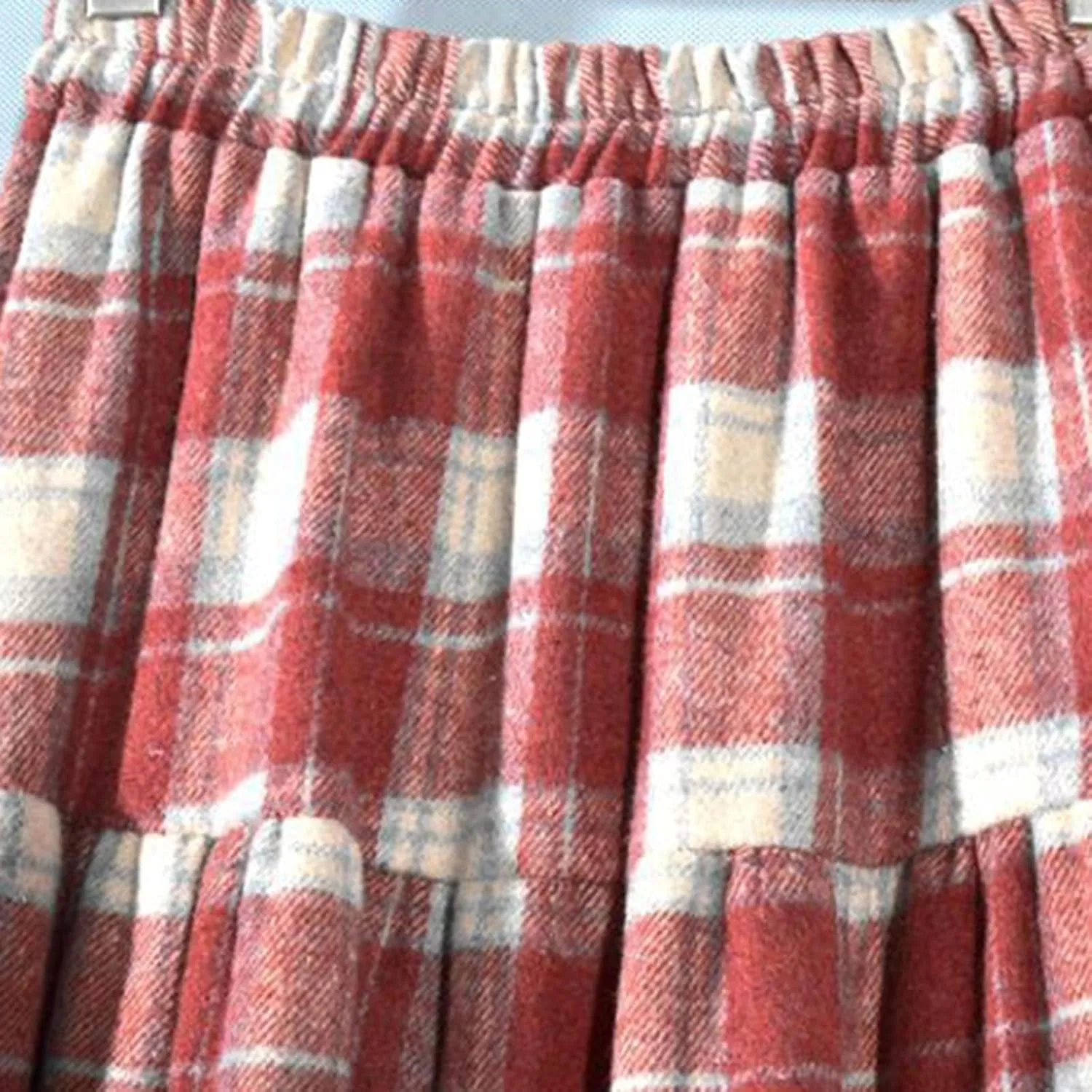 Plaid Skirt for Womens Elastic High Waisted A-Line Pleated Long Skirts 2025 Fashion Loose Vintage Knee Length Skirts
