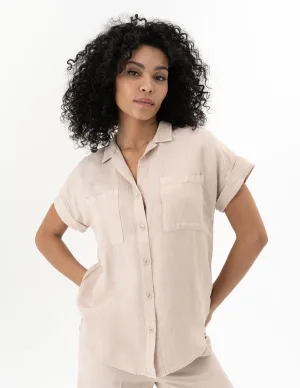 REN5046 S/S Button Up Woven Blouse