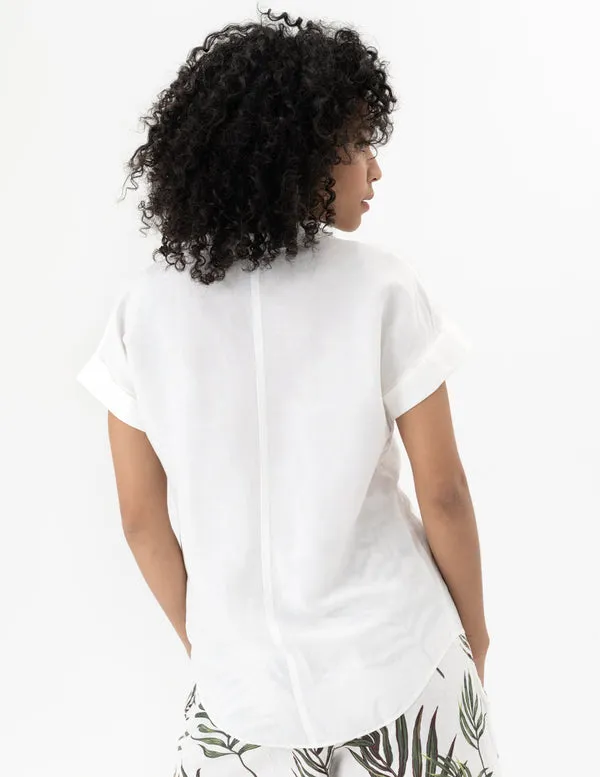 REN5046 S/S Button Up Woven Blouse
