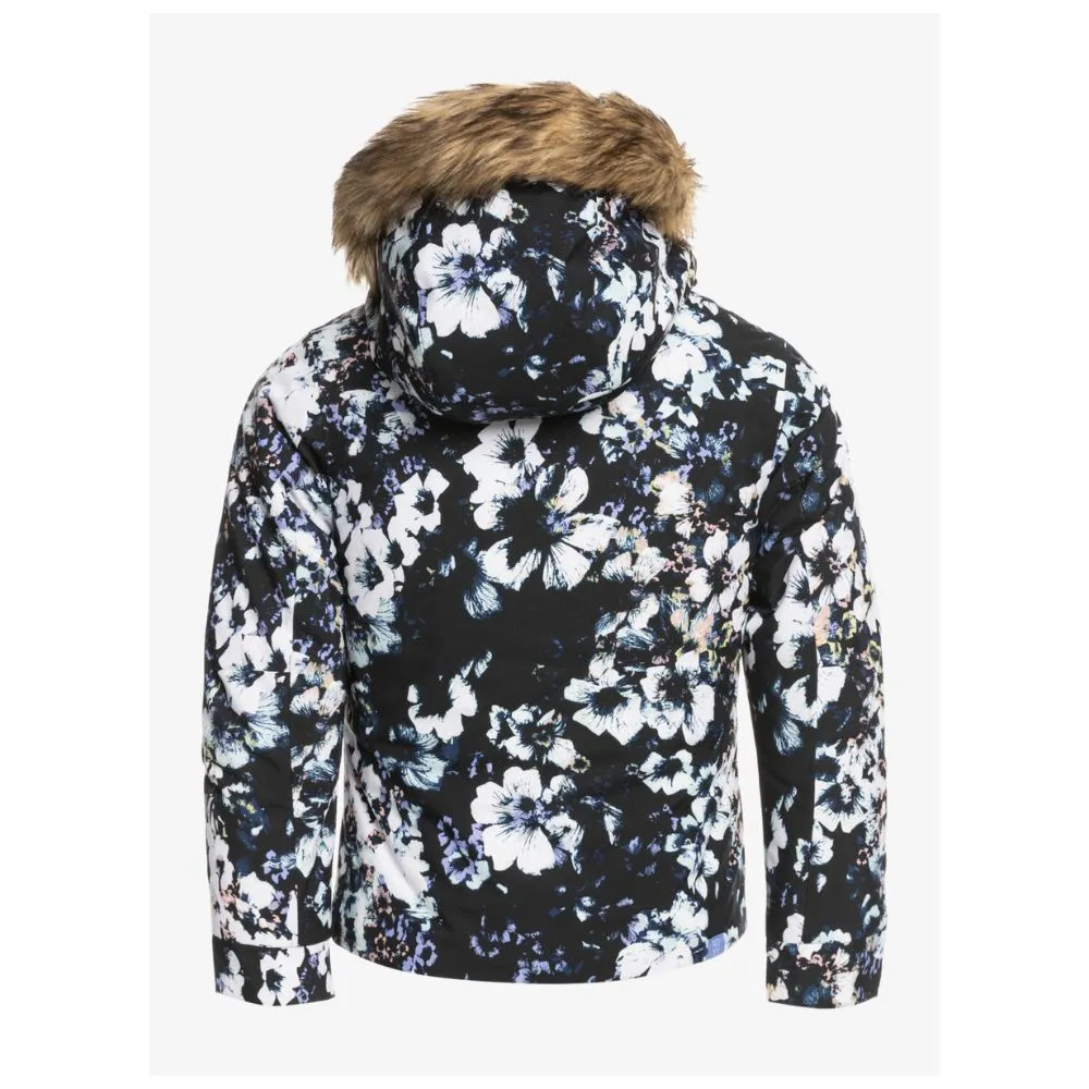 Roxy Jet Ski Girls Ski Jacket - Black Flowers