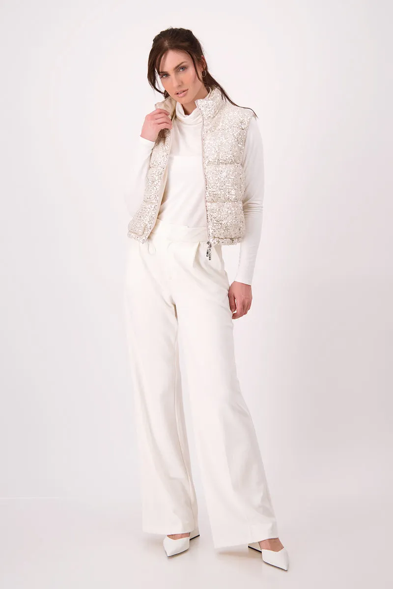 Sequin Puffer Vest 807296MNR in Biscuit by Monari
