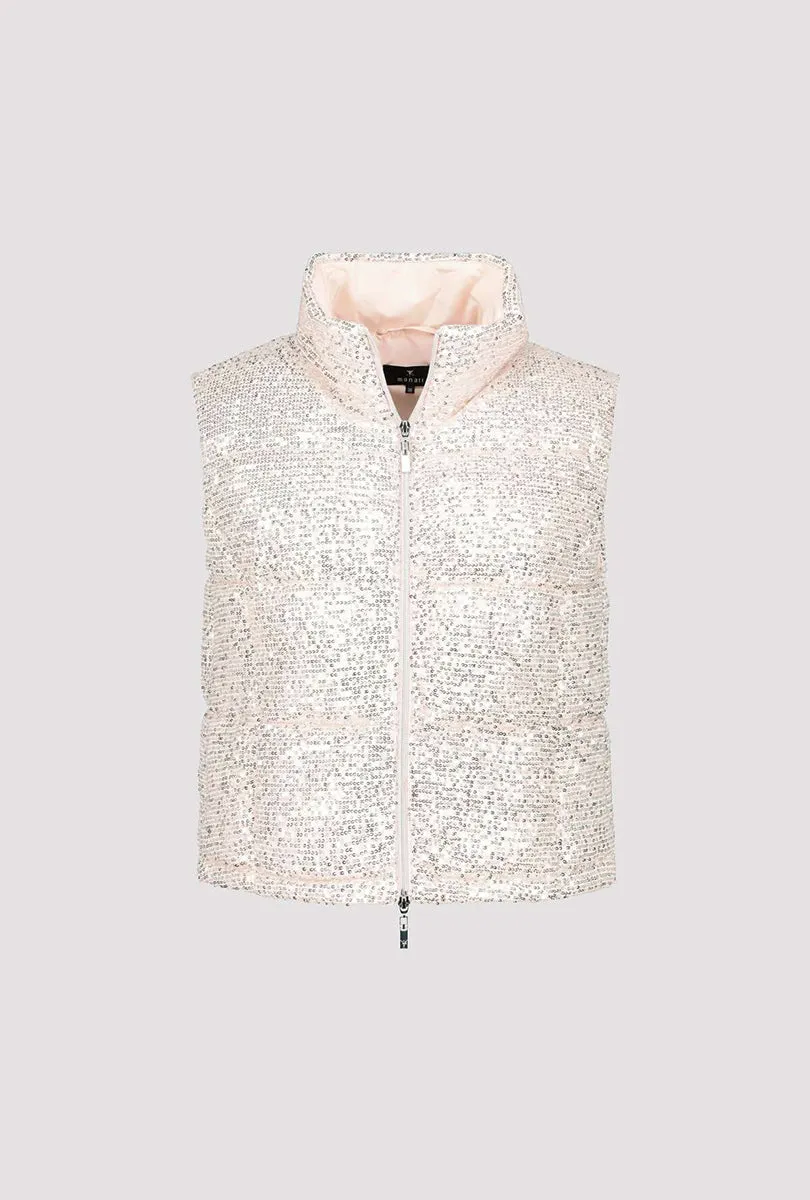 Sequin Puffer Vest 807296MNR in Biscuit by Monari