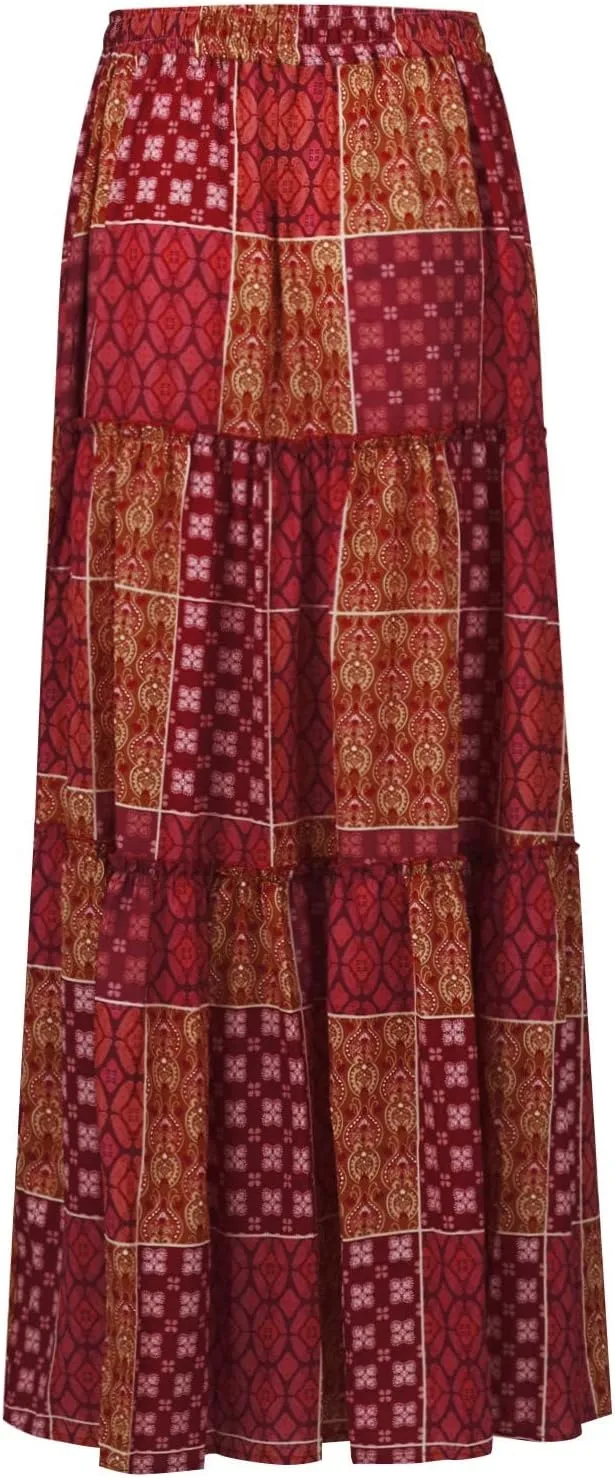 Skirts for Women,Trendy Womens Boho Maxi Skirt with Pockets Linen Flowy Long Skirts 2025 Elastic High Waisted