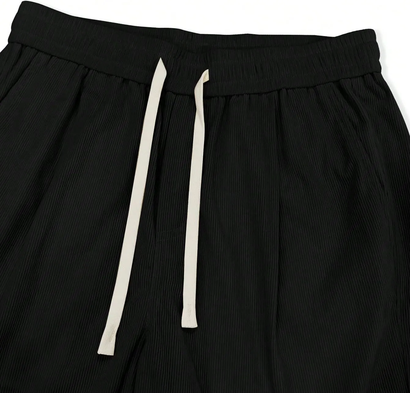 Verdusa Men's Casual Drawstring Elastic Waist Wide Leg Pants Long Trousers with Pockets