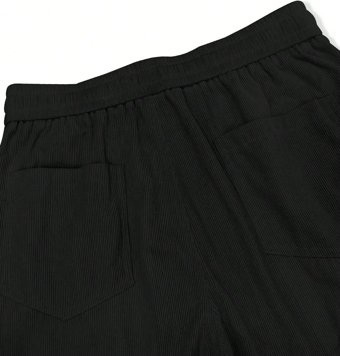 Verdusa Men's Casual Drawstring Elastic Waist Wide Leg Pants Long Trousers with Pockets