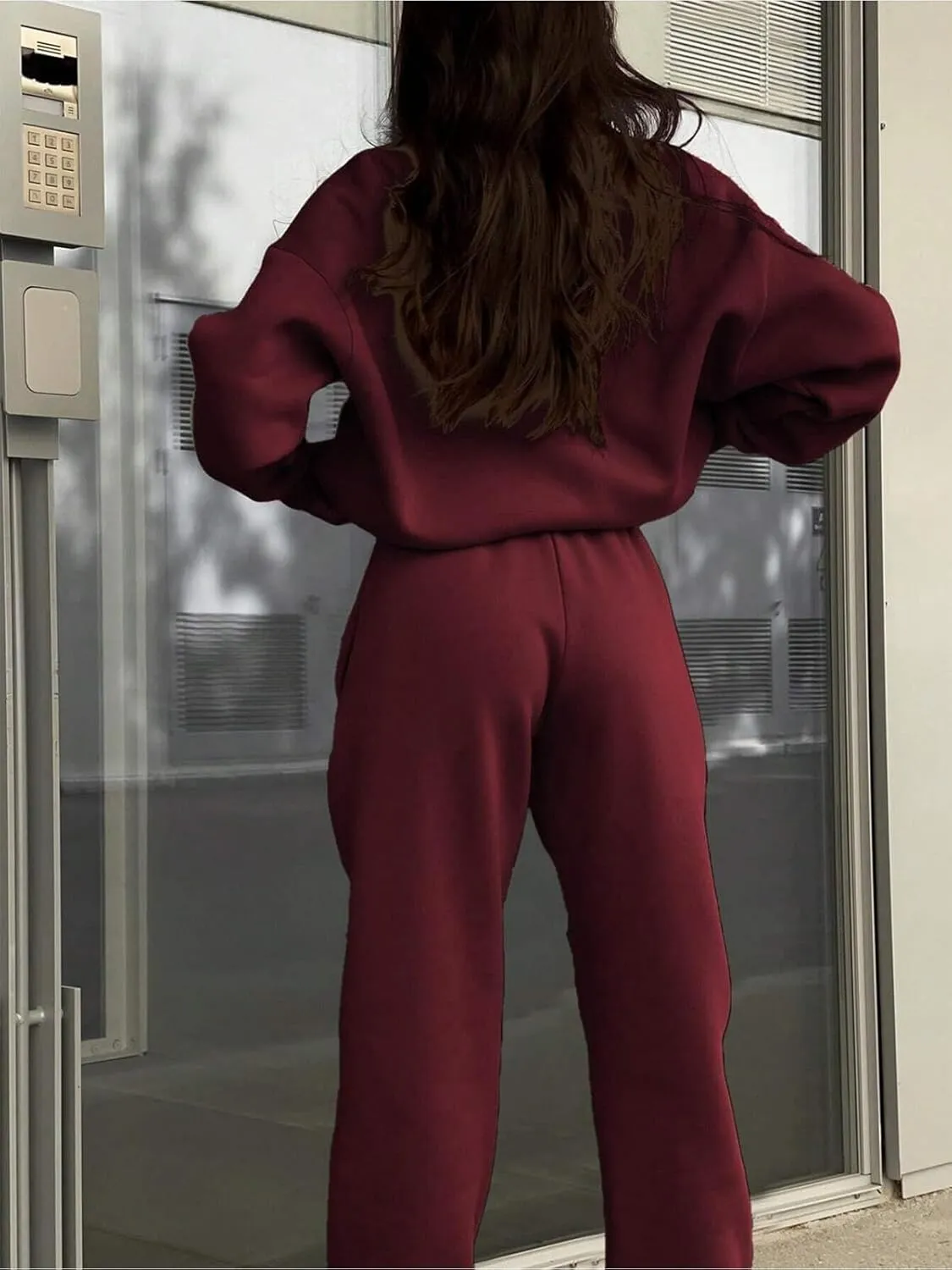 Women 2 Piece Outfits Sweatsuit Half Zip Pullover Long Sleeve Sweatshirt Jogger Pants Set with Pockets 2025 Fall