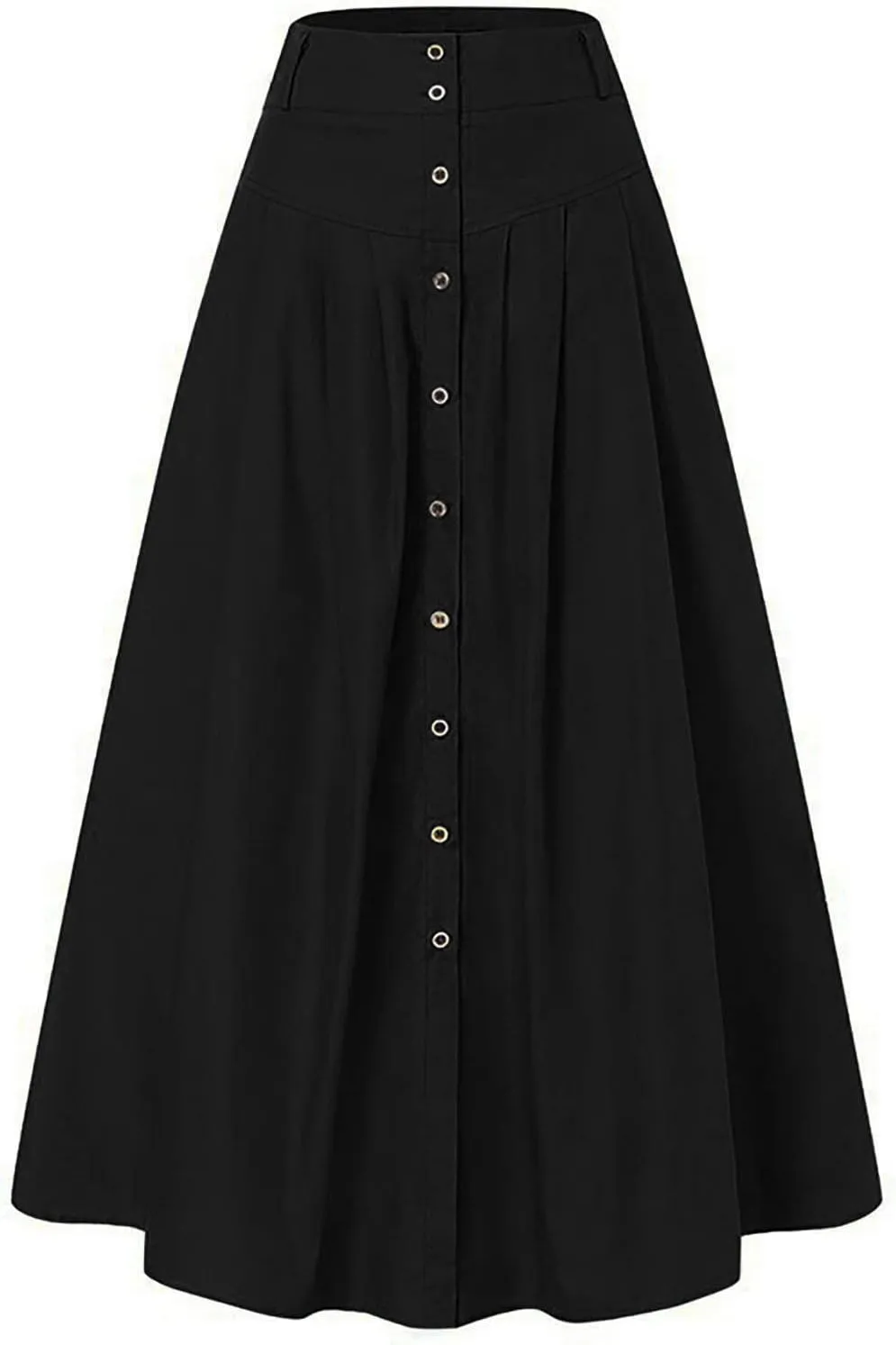 Women Button Down Maxi Skirt Solid Color Pleated Sexy Cute High Waist Skirts Beach Womens Skirts Dressy Casual Trendy