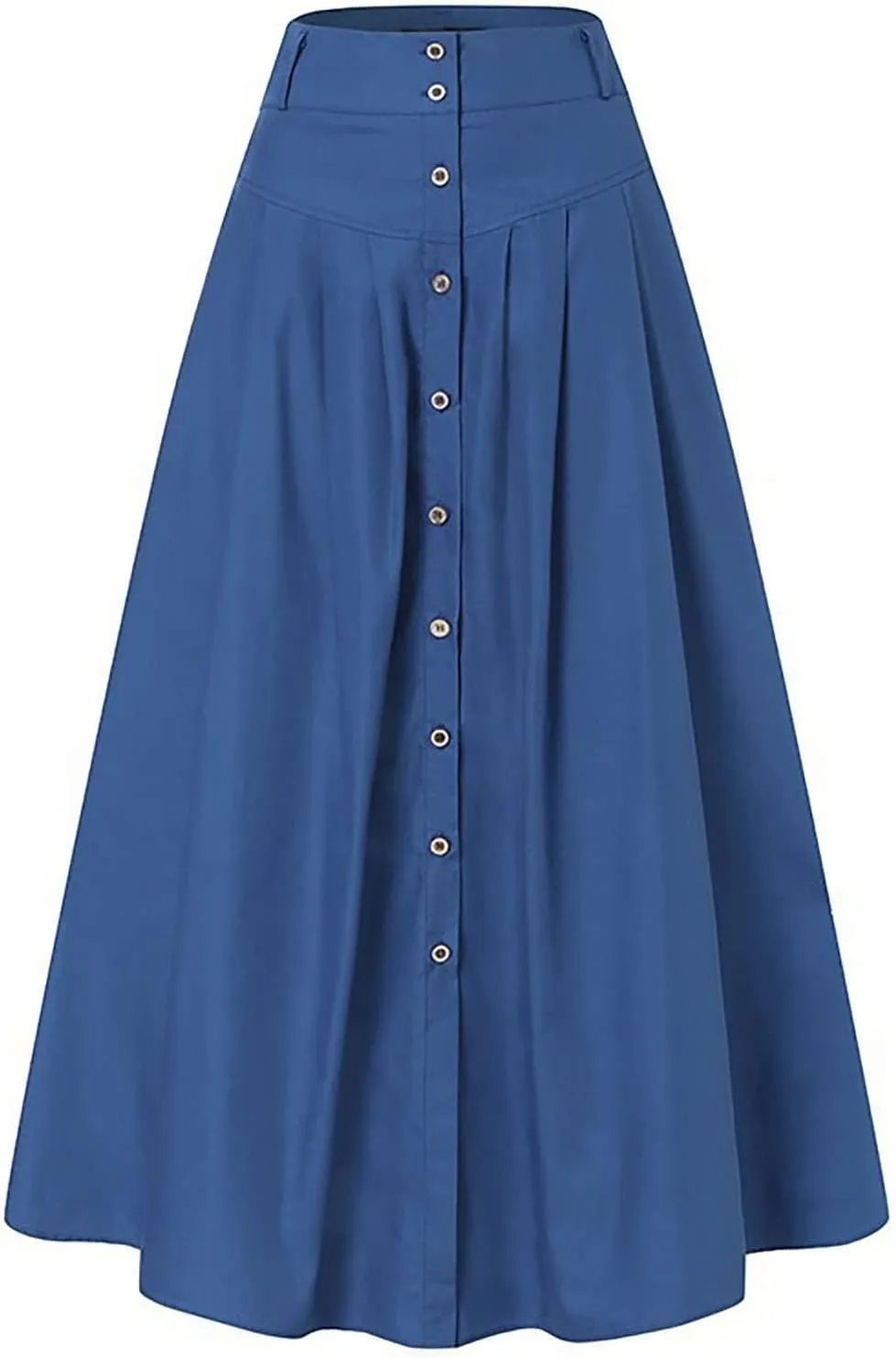 Women Button Down Maxi Skirt Solid Color Pleated Sexy Cute High Waist Skirts Beach Womens Skirts Dressy Casual Trendy