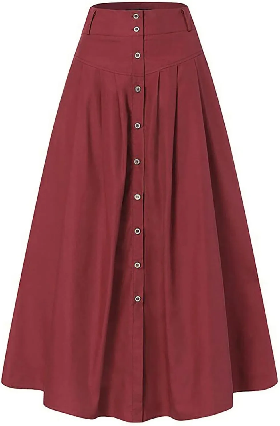 Women Button Down Maxi Skirt Solid Color Pleated Sexy Cute High Waist Skirts Beach Womens Skirts Dressy Casual Trendy