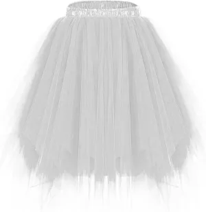 Women High Waisted Puffy Tulle Skirt, Fashion Layered Irregular Hem Tutu Fairy Skirts Summer Prom Party Trendy Clothes