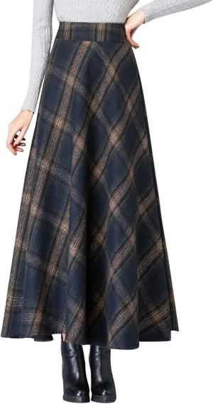 Women Midi Skirt Skirts Women Fashion Casual Plaid SkirtWith Pockets Vintage High Waist Pleated Skirt Tulle Skirt