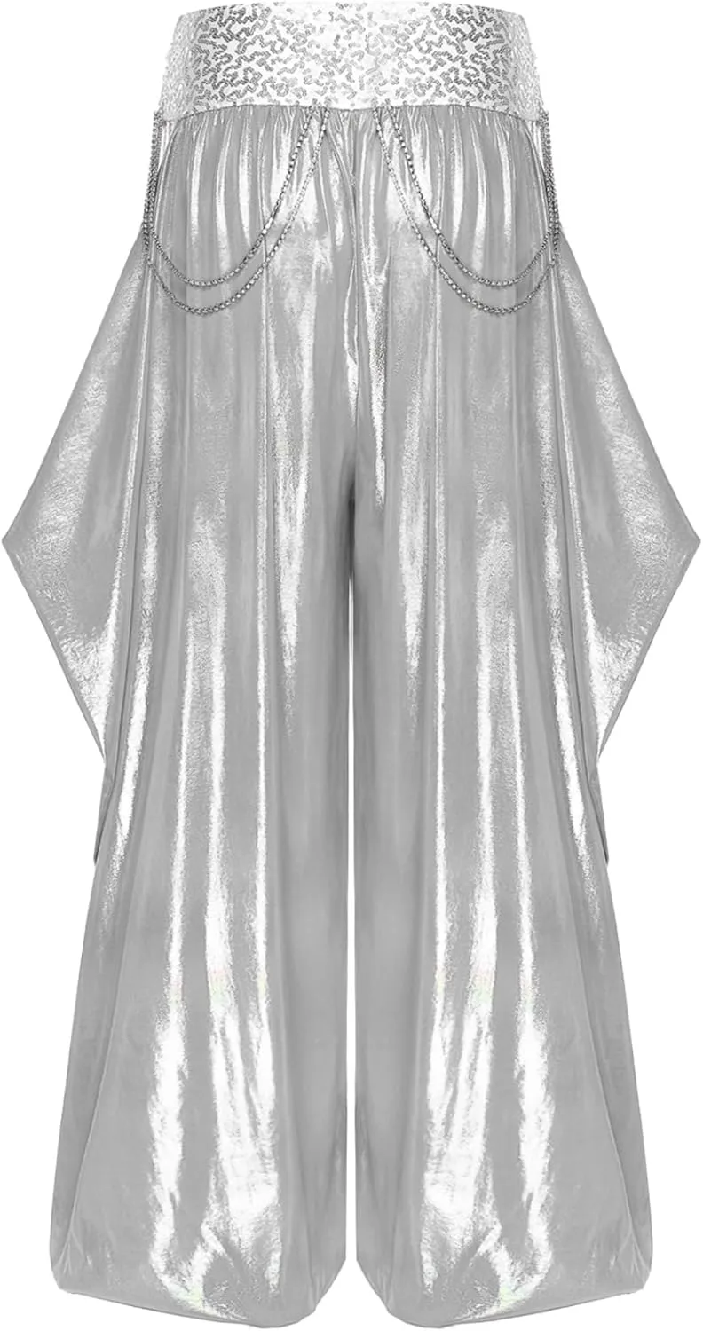 Women's Belly Dance Costume Harem Pants Rhinestone Chains Bloomers Trousers Arabian Dancing Costume