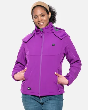 Women's Heated Jacket Detachable Hood With 12V Battery Pack - Purple