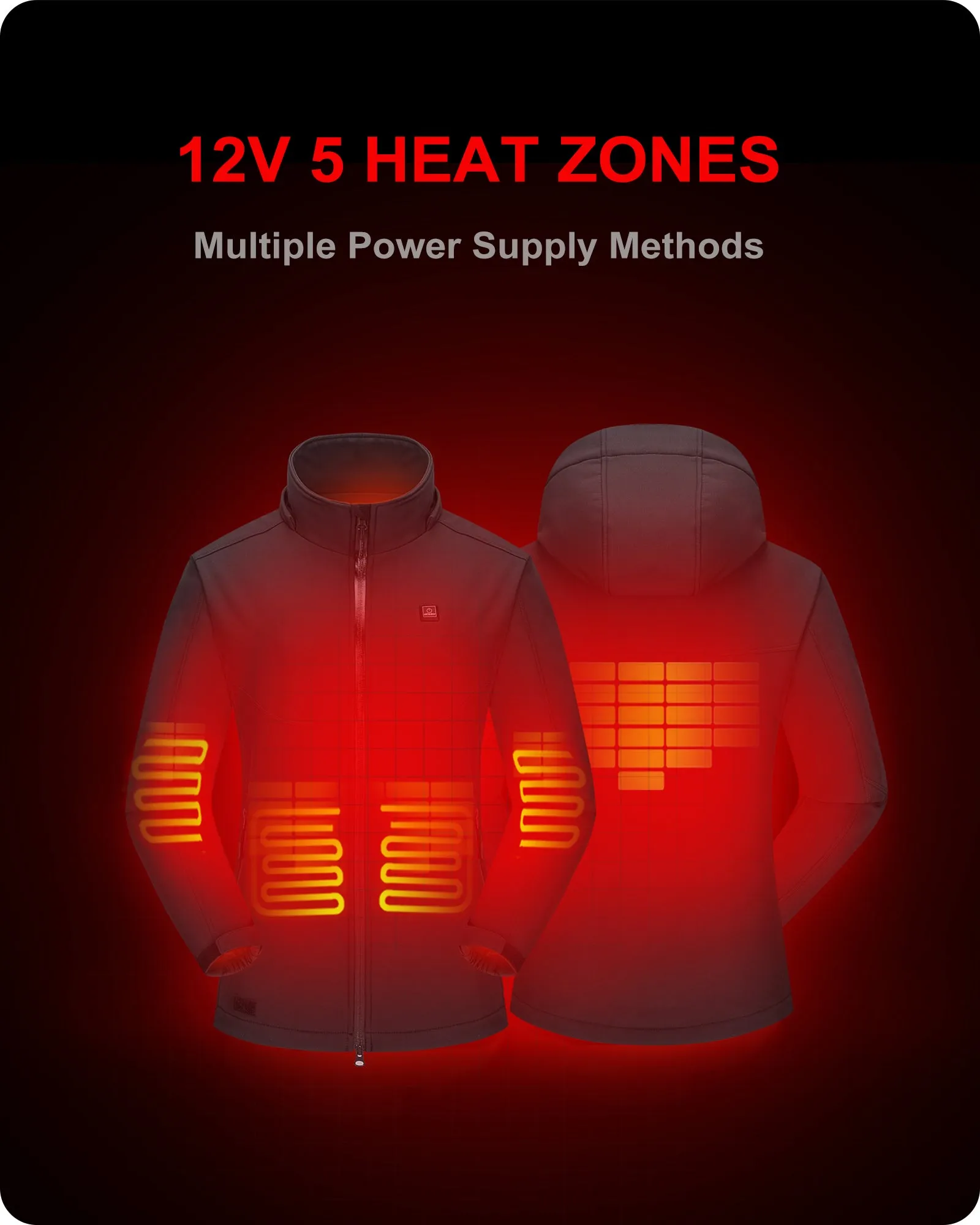 Women's Heated Jacket Detachable Hood With 12V Battery Pack - Purple