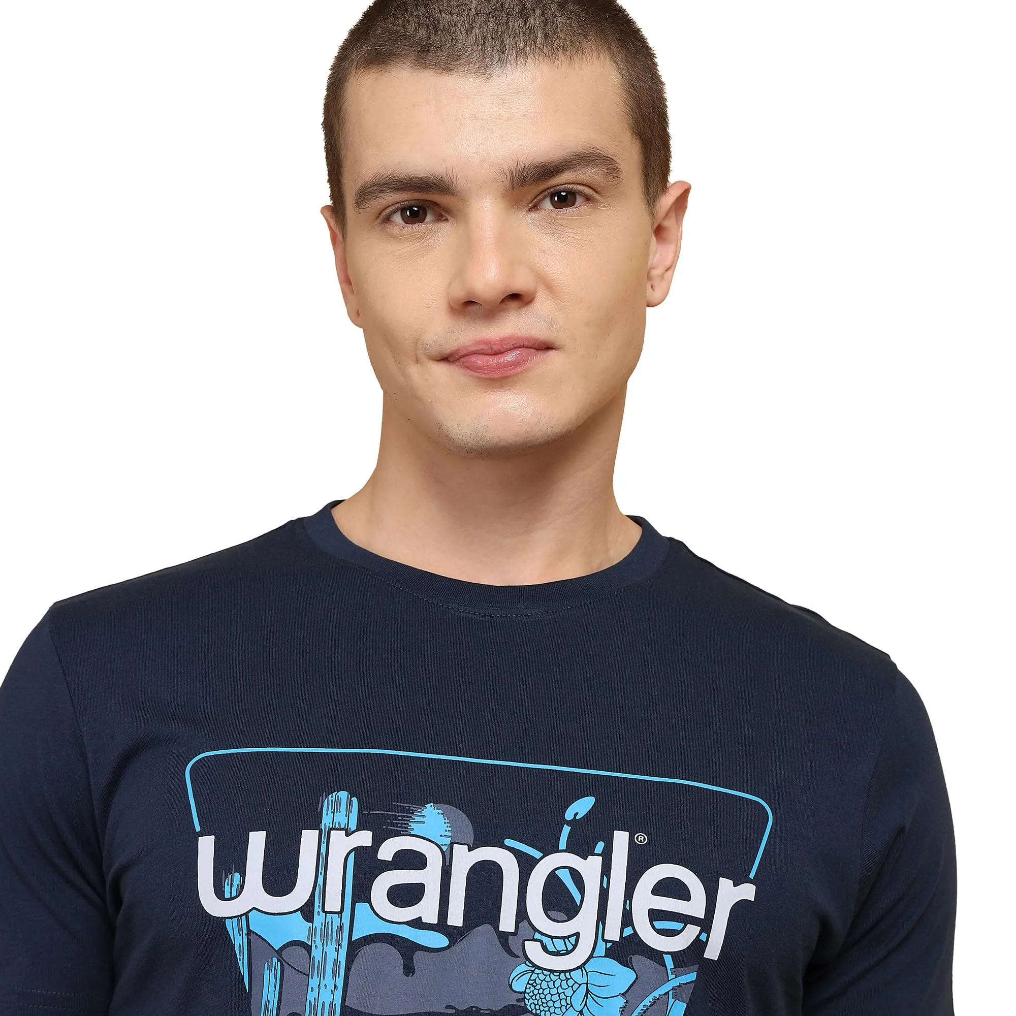 Wrangler Men's Solid Regular Fit Shirt (WMTS006311_Blue